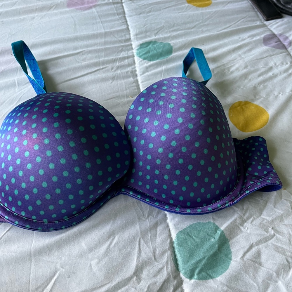 Calvin Klein Plunge Blue/turquoise Foam Cup Underwire Bra Size 36C.